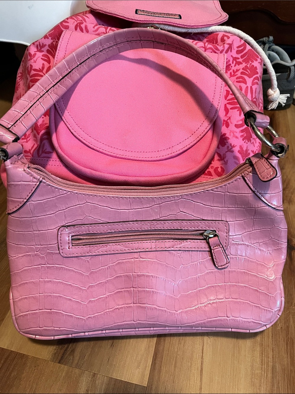 Villager by Liz Pink Croc-Embossed Shoulder Bag - Stylish Everyday Carry